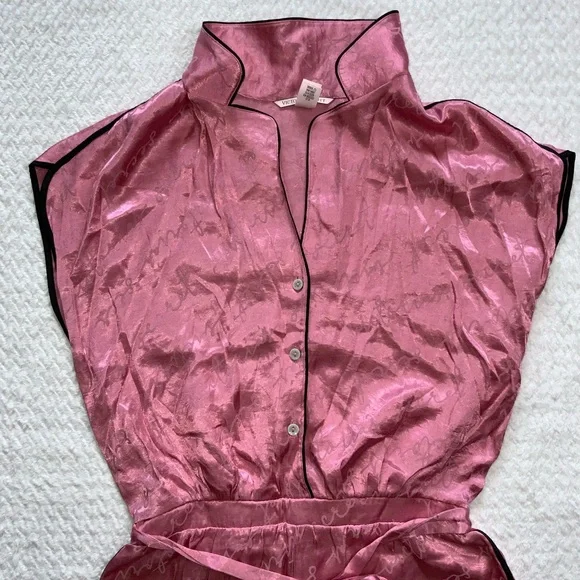 Victoria’s Secret pink satin pink pajama romper - Picture 3 of 8
